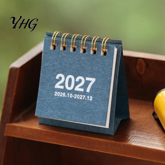 Artistic Office Stationery Supplies Mini Desk Calendar 2026-2027, Oct 2026 to Dec 2027 Standing Flip Small Functional for Planning Calendar,