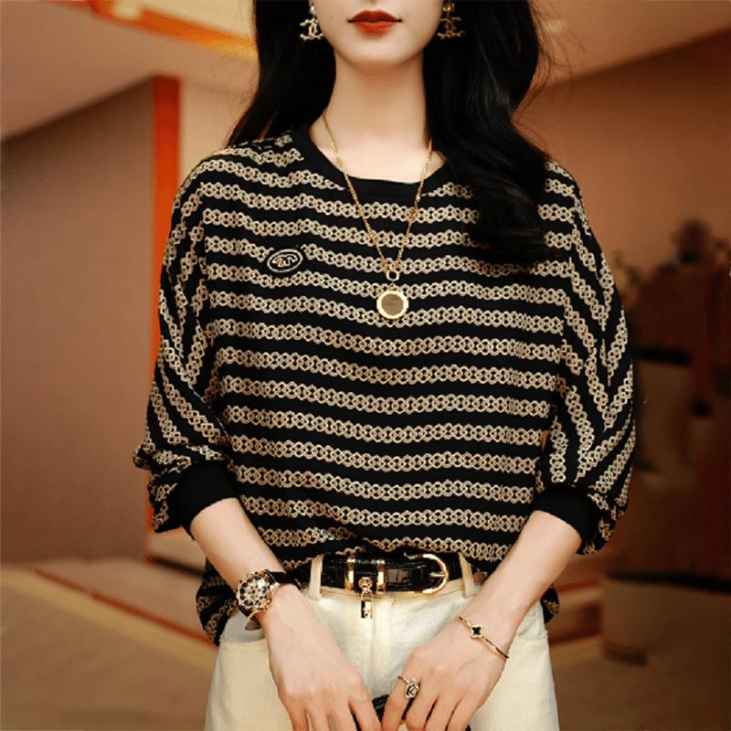 Новая зимняя футболка с длинными рукавами для женщин, тонкая и белая, универсальная свободная футболка с круглым вырезом и принтом, замедляющая старение