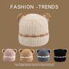 Winter Cute Cartoon Plush Hat with Large Brim for Women Japanese Style Warm and Thickened Ear Protection Knitted Hat with Bear Ears