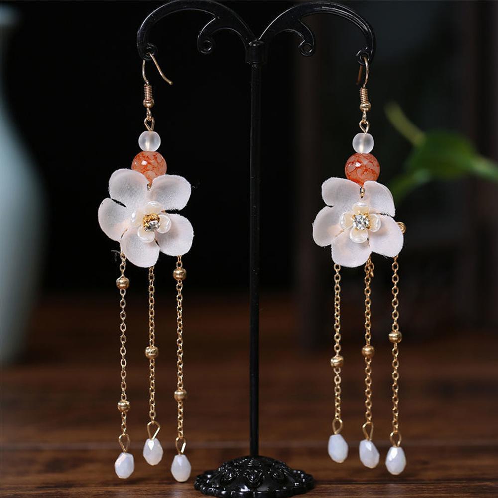 Women Girls Handmade Long Tassel Fashion Chinese Earrings Hair Comb Headwear Sets Hanfu Hair Stick