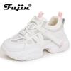 Fujin 6 см из синтетической кожи из микрофибры с воздушной сеткой, дышащая женская обувь на полой платформе на танкетке, летние этнические массивные кроссовки, блестящие