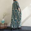 Dimanaf 2025 Plus Size Summer Women Long Dress Loose Oversized Vintage Casual V-Neck Basic Floral Dress