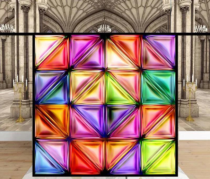 Наклейки на витражные окна, пленка для приватности, церковный стиль, статическое прилипание, декоративные матовые пленки для окон, индивидуальный размер