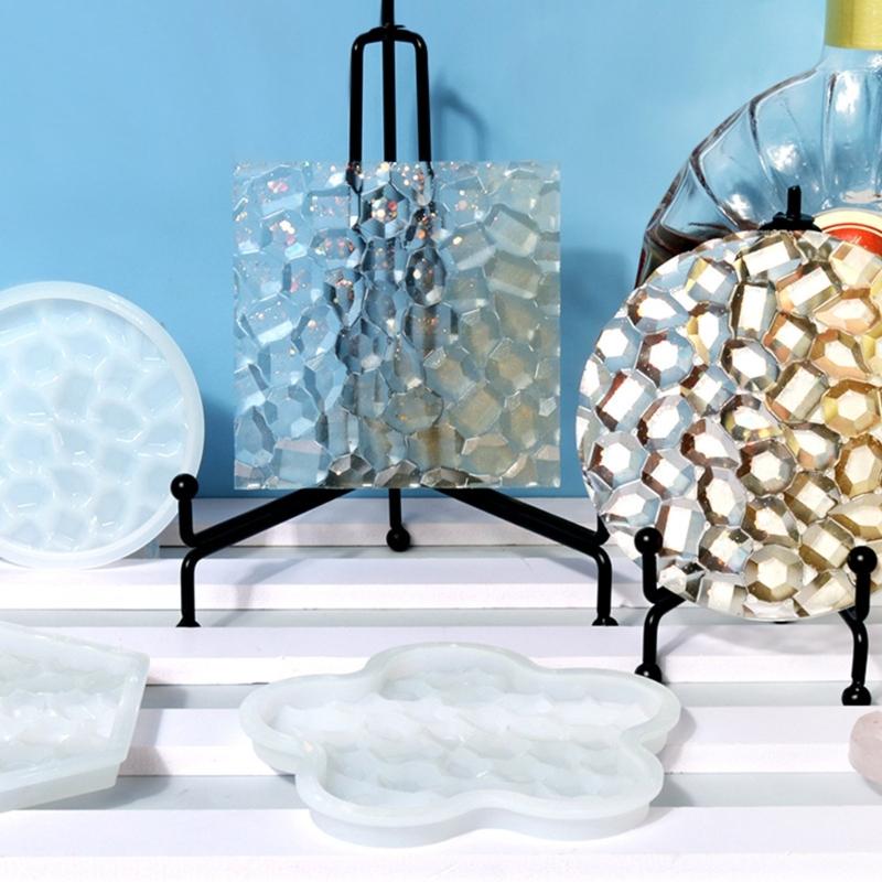 1/6 шт. Форма для подставки под стакан с бриллиантовым дном, Цветок, Сердце, Круглая форма, Формы для подставки под чашку из эпоксидной смолы с бриллиантовым дном, Форма для подноса из смолы