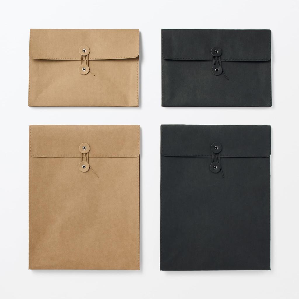MUJI Документница в стиле джинсовой этикетки с А4 Темно-серая 84925009 На завязке, Размер, Серый,