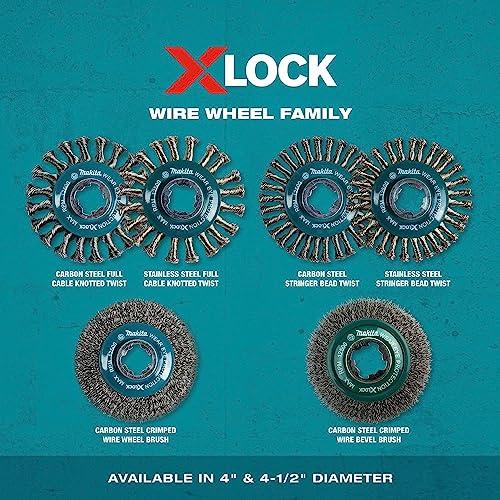 Makita D-72665 Дисковая щетка X-Lock 4-1/2 дюйма из гофрированной проволоки из углеродистой стали