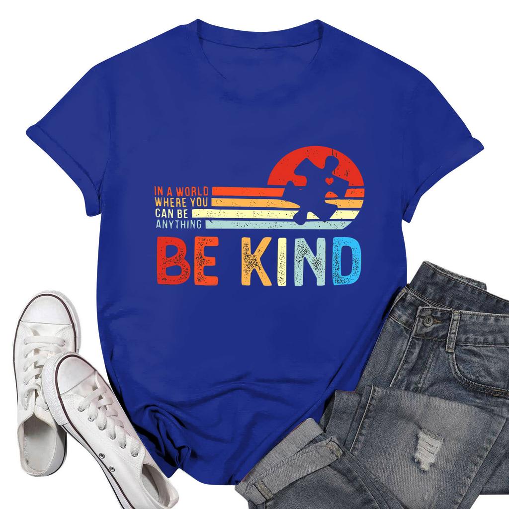 Женская повседневная футболка с принтом, пуловер с круглым вырезом, топ с короткими рукавами