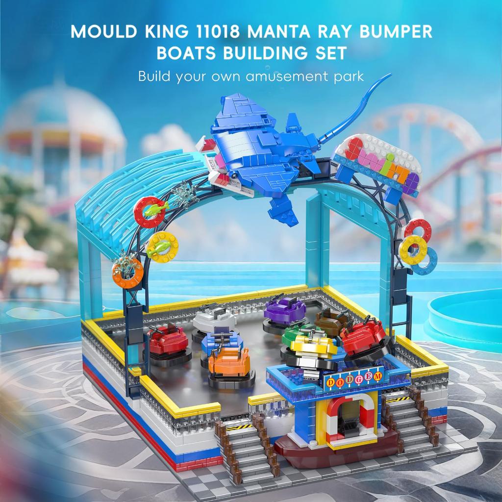 Mould King 11018 Набор блоков «Автодром» с моделью парка аттракционов STEM для мальчиков и образовательным развлечением для взрослых. Идеальный подарок. Мотор, Набор, Девочки,
