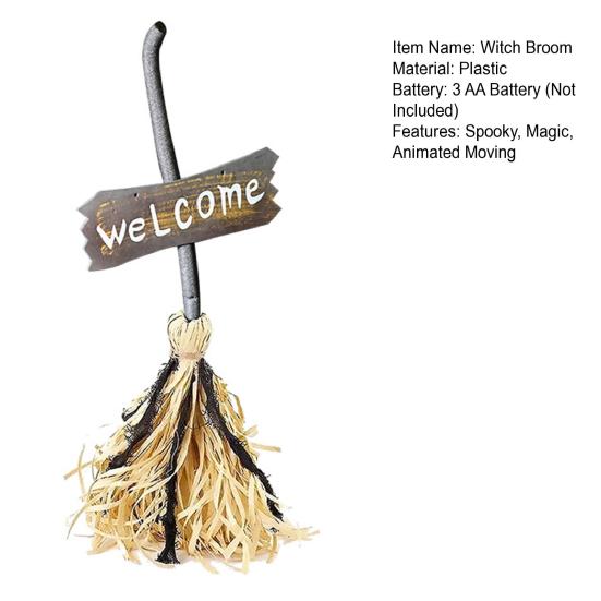 Анимированная летающая ведьмина метла 28" Хэллоуин магия танцующая метла светящаяся движущаяся метла со звуком для декора пола дома с привидениями
