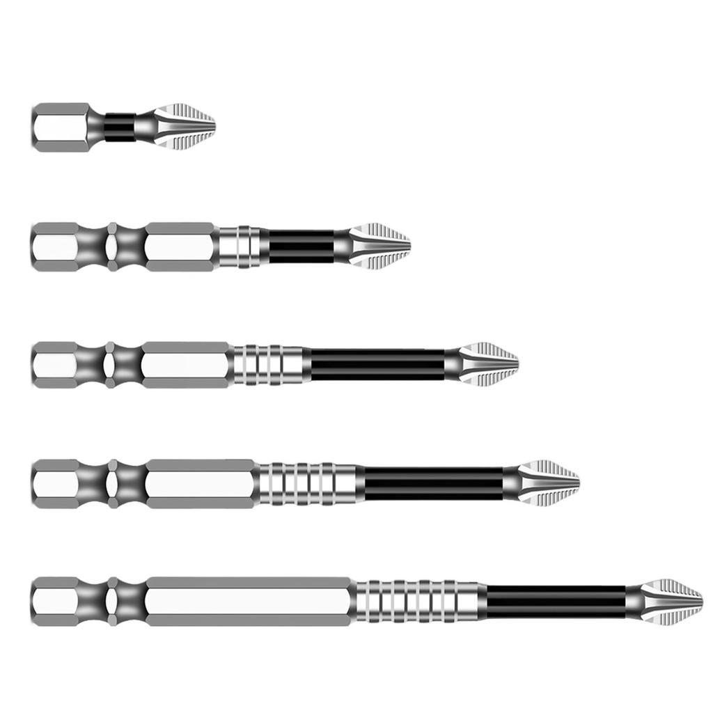 Набор из 6 нескользящих крестовых бит для отверток, набор магнитных ударных бит из легированной стали для домашнего и профессионального использования