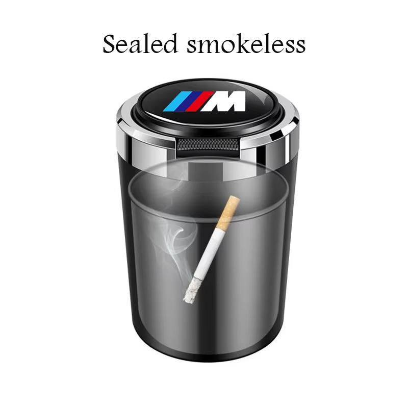 LJEEG1 2026 Car Sticker Car Ashtray Cigarette Butt Holder Container Accessories for BMW M X5 X1 X3 X2 X6 X7 X4 Portable One-Button Open