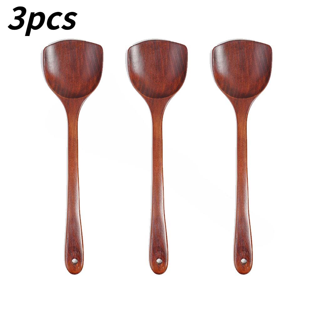 Long Handle Wooden Spatula Spatule Cuisine Antiadhésive Spatule de Cuisson en Bois 1/3/5Pcs Utensile Pour Poêle Ménage Cuisine