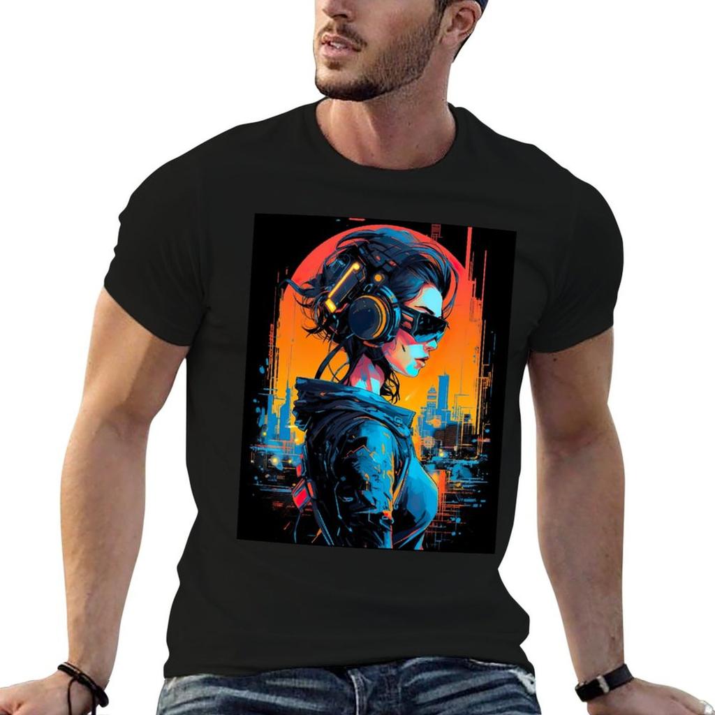 Sundance Netrunner T-Shirt anime tshirt man graphic t shirt black cotton t-shirt plain for man