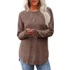Long Sleeves Women's Casual Splicing Round Neck Long-sleeved Solid Color Pit Strip Sweater