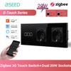 BSEED 1/2/3/4-клавишный сенсорный выключатель Zigbee, стекло с USB-C, EU розетки 20 Вт, умный настенный выключатель, сенсорный экран, подсветка, серия E