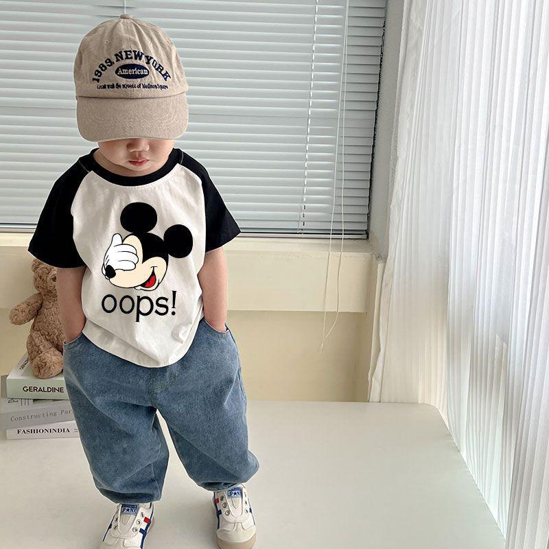 Kids Pure Cotton Summer Short Sleeve T Shirt Baby Thin Breathable Base Top For Boys And Girls