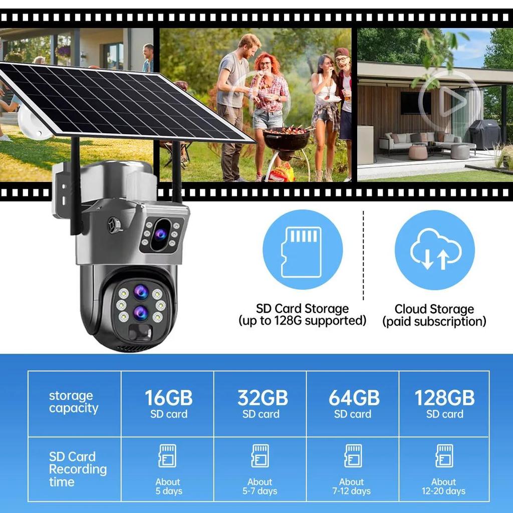 6K 10-кратный зум WiFi наружная солнечная камера с тремя объективами 12MP HD ночное видение PTZ наблюдение PIR автоматическое отслеживание беспроводная сетевая камера