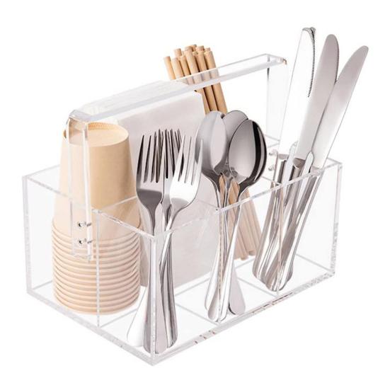Подставка для столовых приборов Органайзер для вилок и ложек Прочная конструкция Большая вместимость Прозрачный дизайн Коробка для хранения посуды Подставка для столовых приборов