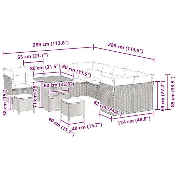 VidaXL Ensemble de canapé de jardin 13 pcs Beige polyrotin, Jardin et Terrasse, Canapé en Rattan, Salon de Jardin 3361541