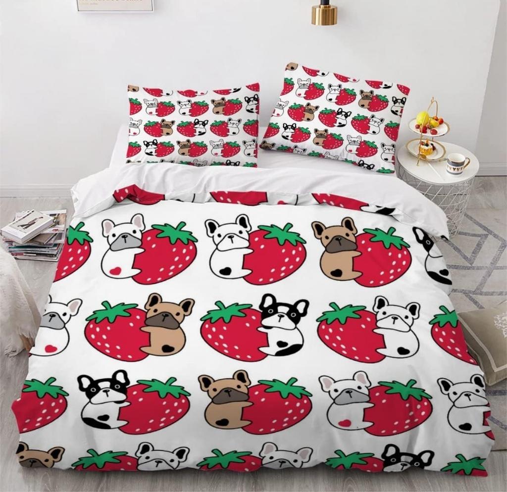 French Bulldog Duvet Cover Set Cute Animal Pattern Bed Set 3D Print Pet Dog Bedding Set for Children Boys Girls Adults 3-Piece