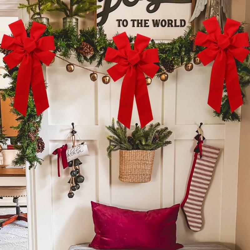 1/6 шт. Большой красный бархатный бант, рождественское украшение, красный бант, украшение на елку, рождественский венок, банты, новогодний декор для домашней вечеринки