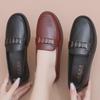 2024 New Spring/Autumn Comfortable Leather Shoes for Middle-Aged & Elderly Women - Black Soft-Sole Work Shoes
