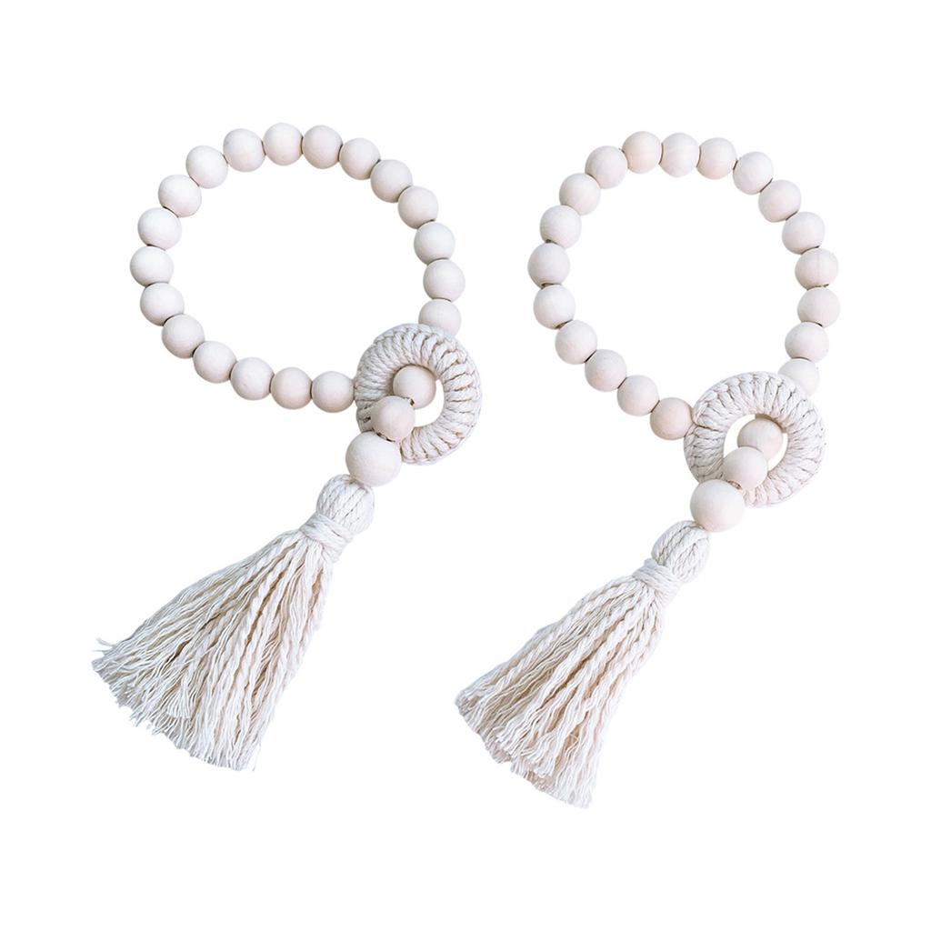 2 шт. Деревянные бусины Подхваты для штор с кисточками для домашнего и офисного декора Хлопковая веревка Подхваты для штор Подвязки