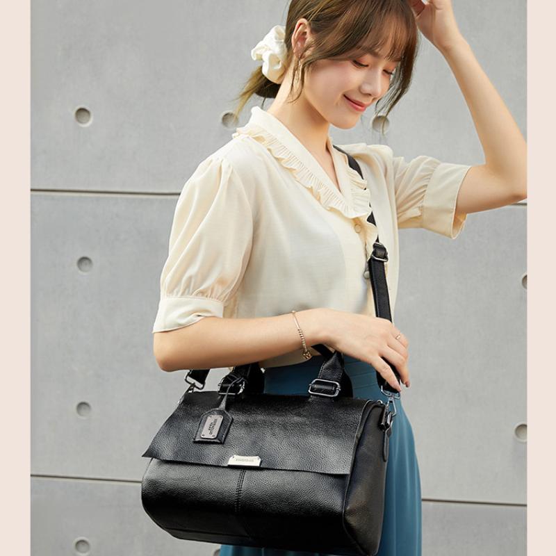 Роскошная женская ретро кожаная сумка через плечо, сумка-мессенджер, большая вместимость, женская однотонная сумка через плечо