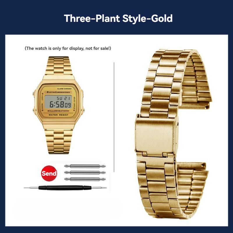 Для Casio A158 A159 A168 A158W f91w LA-680 Металлический ремешок для часов из нержавеющей стали AE1200 AE-1300 W-218 Маленькие квадратные часы металлический ремешок 18 мм