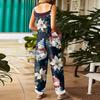 Women's Jumpsuit  Print Casual Loose Vintage Shoulder Strap Cotton Linen
