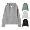 Ladies Fall Winter Coat Solid Color Loose Zip Up Pockets Long Sleeve Drawstring Hooded Elastic