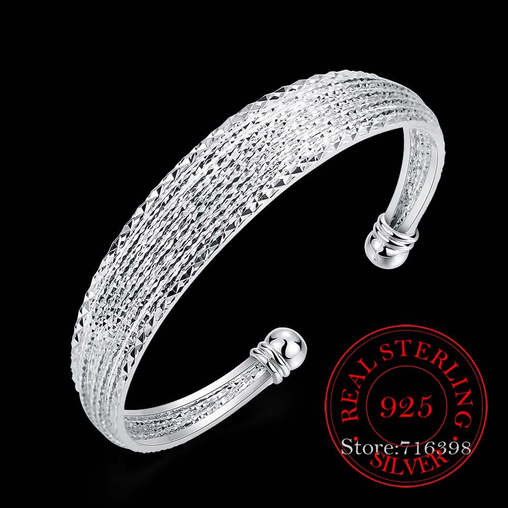 925 Sterling Silver Braided Bangles For Women Wedding Engagement Party European American Style Bracelet Jewelry