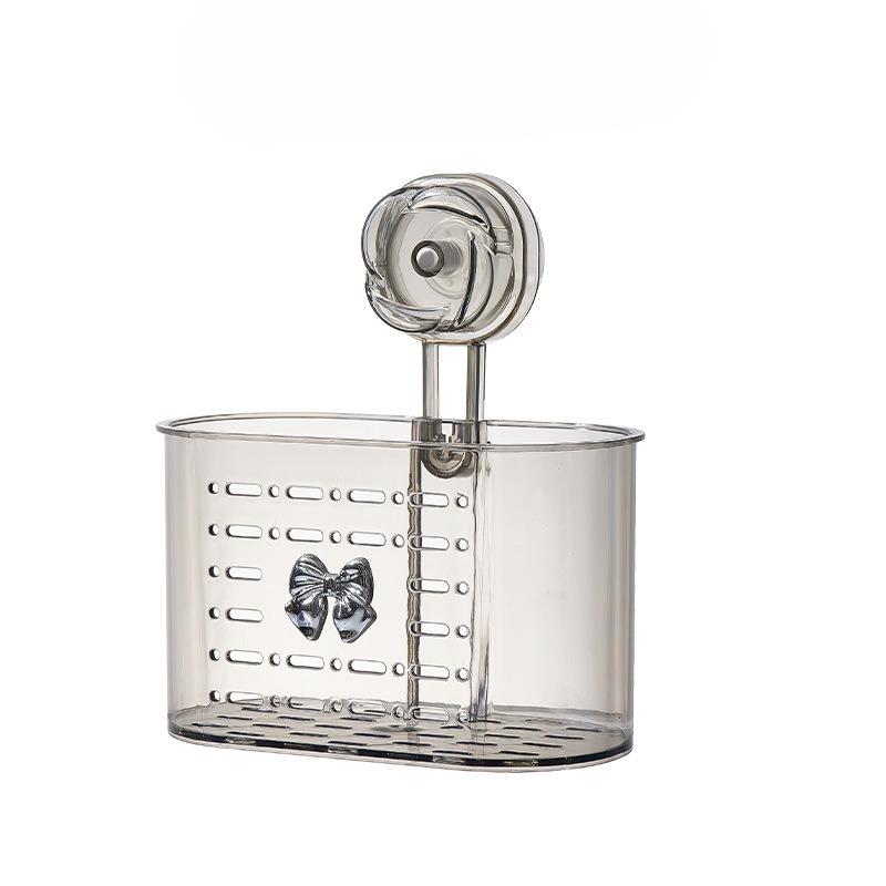 Полка для хранения на присосках для ванной комнаты без сверления, Коробка для хранения в ванной комнате с полым дном для дренажа, Подставка для хранения косметики и ювелирных изделий