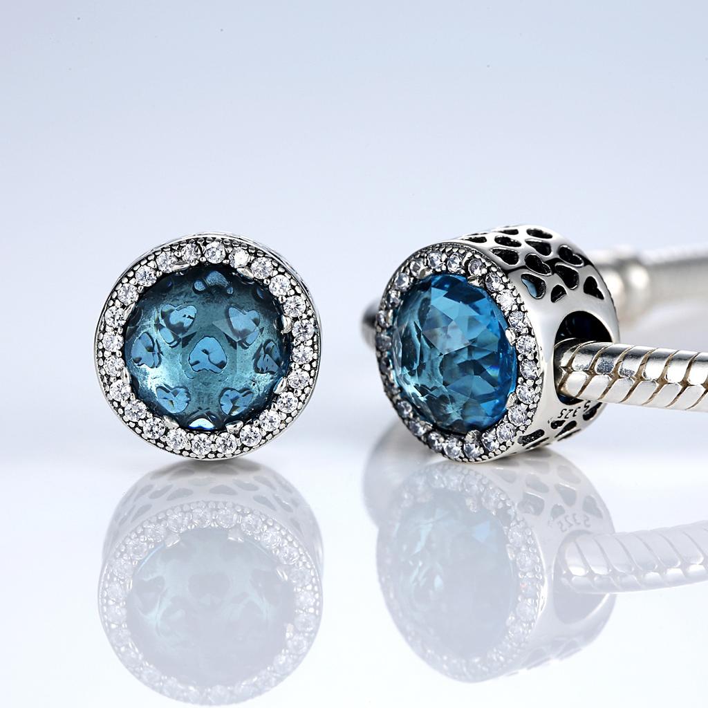 925 Sterling Silver Murano Glass Red Beads Blue Pink Purple Round Charm Plata De Ley 925 For Original Bracelet Jewelry