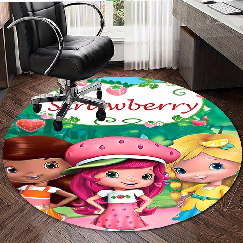 1pc Strawberry Princess5 Design Printed Area Round Carpet for Bedroom Living Room Home Decor Rugs Mat Non Slip Mat Rug for Bedside