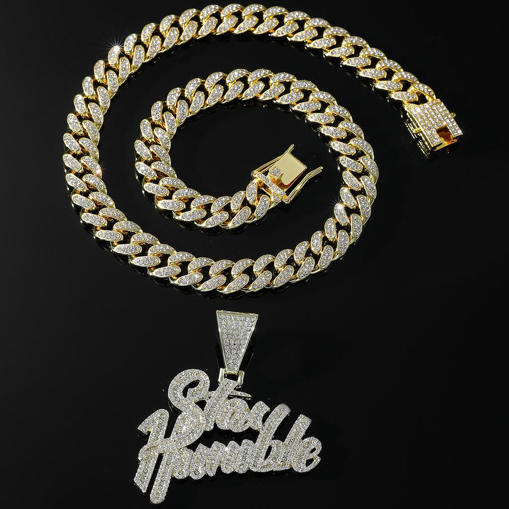 Ожерелье с подвеской в виде кубинской буквы с бриллиантами, европейское и американское мужское ожерелье в стиле хип-хоп-панк