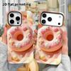 Phone case: 2D flat design suitable for iPhone 18 17 16 15 14 13 Pro protective case, pink sugar donut, perfect Christmas and Halloween holiday gift