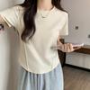 Summer Short Sleeve T-shirt Women's Square Shoulder Tight Short Irregular Tops