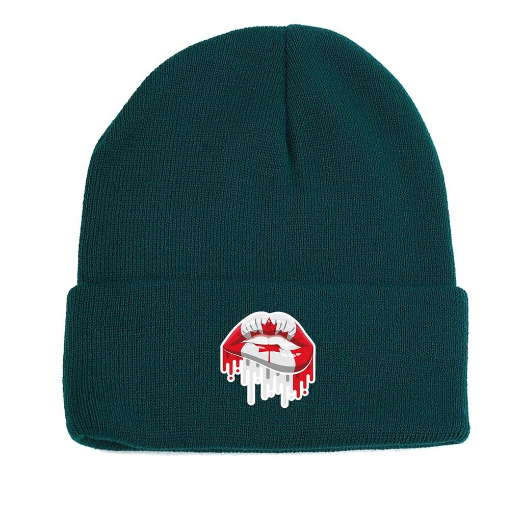 Шапка-бини с принтом флага Канады, Патриотическая женская шапка, Ветрозащитная, Конфетного цвета, Спортивная, С помпоном, Вязаная шапка-бини