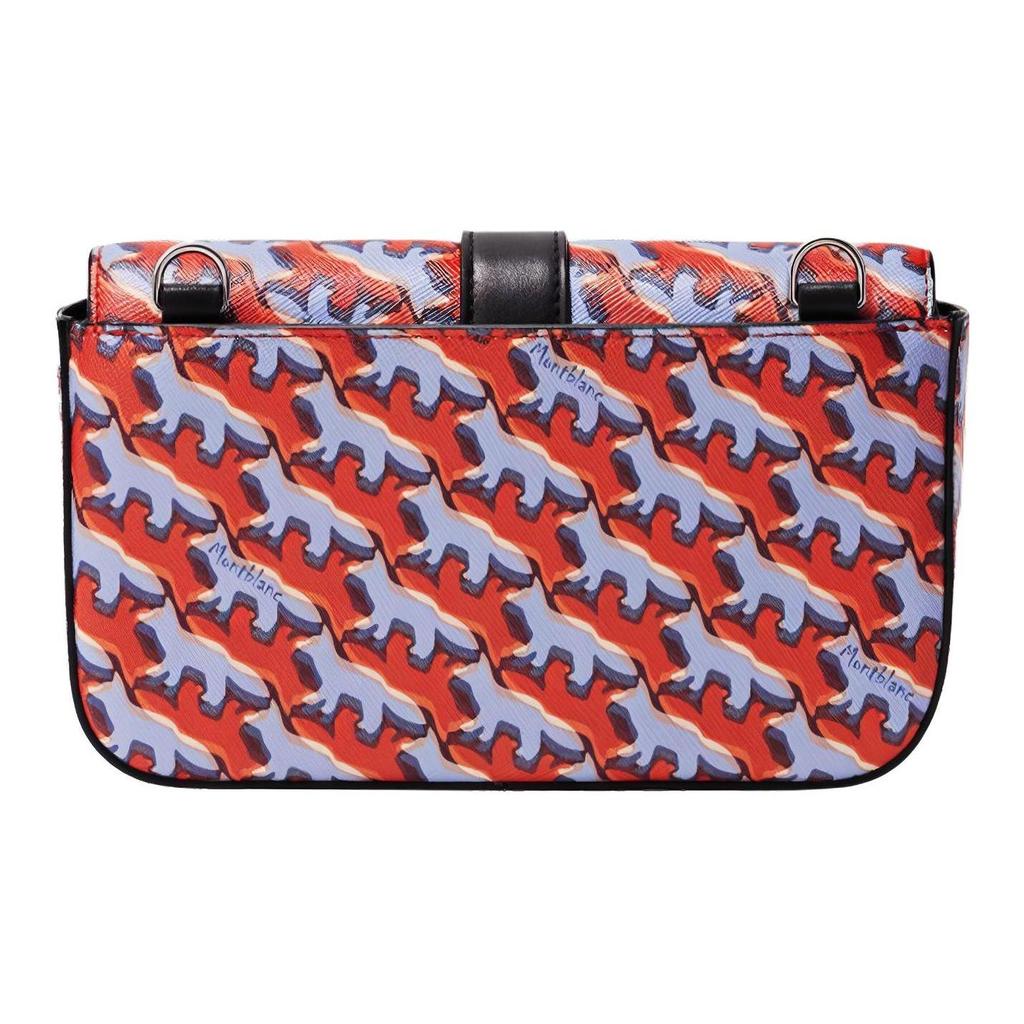 Montblanc X Maison Kitsuné Сотрудничество Повседневная Кожаная Сумка-Клатч с Логотипом Crossbody Мужские Сумки Оранжевый 129017