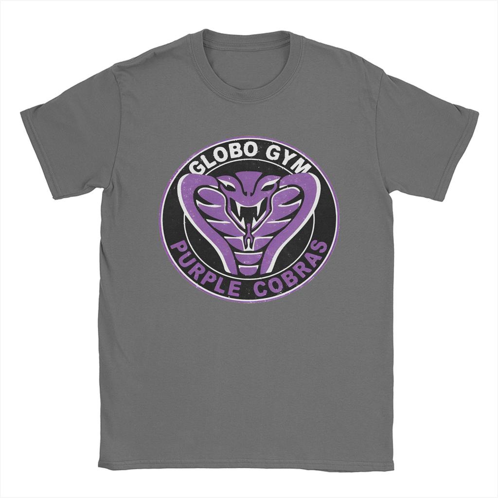 Футболки с винтажным логотипом Globo Gym Purple Cobras для мужчин, хлопковые футболки с круглым вырезом, футболка с коротким рукавом Dodgeball Movie, новый мерч