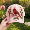 Summer Hat Baseball Cap for Women, Embroidery Flower Bird Pattern Hat, Lightweight Breathable Adjustable Fit Gardening Sun Spring Outdoors