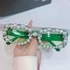 Pearl Sunglasses Women, Temperament Personality Diamond-Set Square Glasses, Hip-Hop Sunglasses