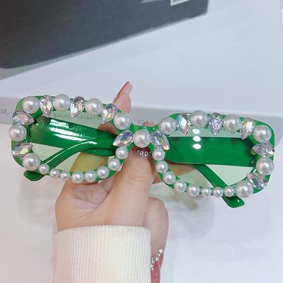 Солнцезащитные очки Pearl Women, Temperament Personality Diamond-Impact Square Glasses, Hip Hop Sunglasses