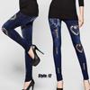 Women Printed Tight-fitting Super Stretch Leggings High Waist Outer Wear Sexy Close-fitting Imitated Denim Jean Leggings(Suitable for Weight 40-85kg)