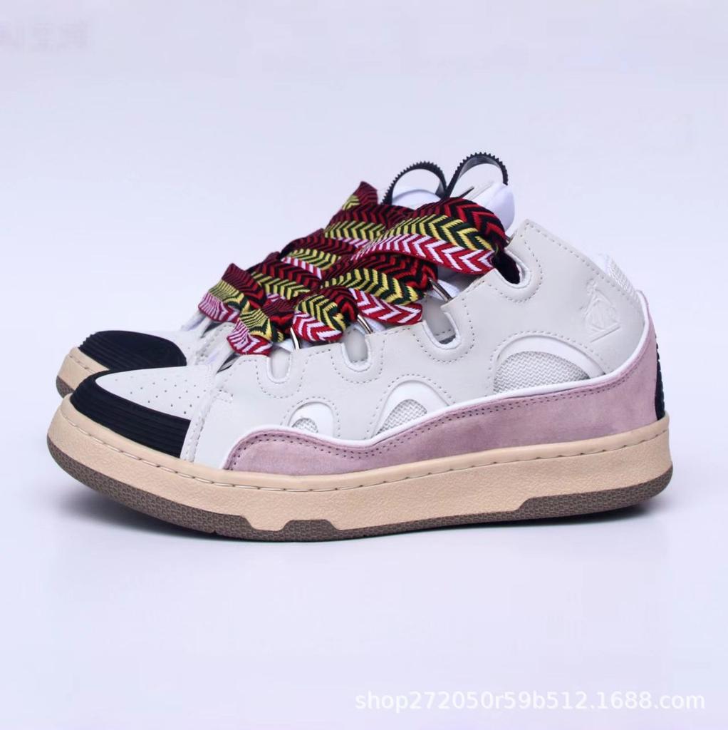 Men'S And Women'S Bread Shoes Leather Splicing LaceUp Curb Sports Break Shoes Dad Shoes