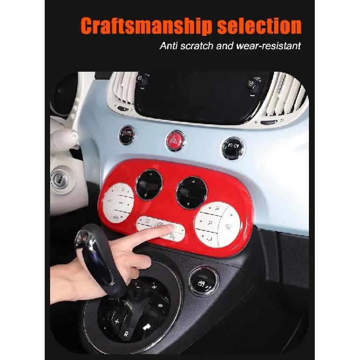 For Fiat 500 2016-2024 ABS Carbon Fiber Car Air Conditioning Adjustment Switch Button Frame Cover Interior Car Accessories