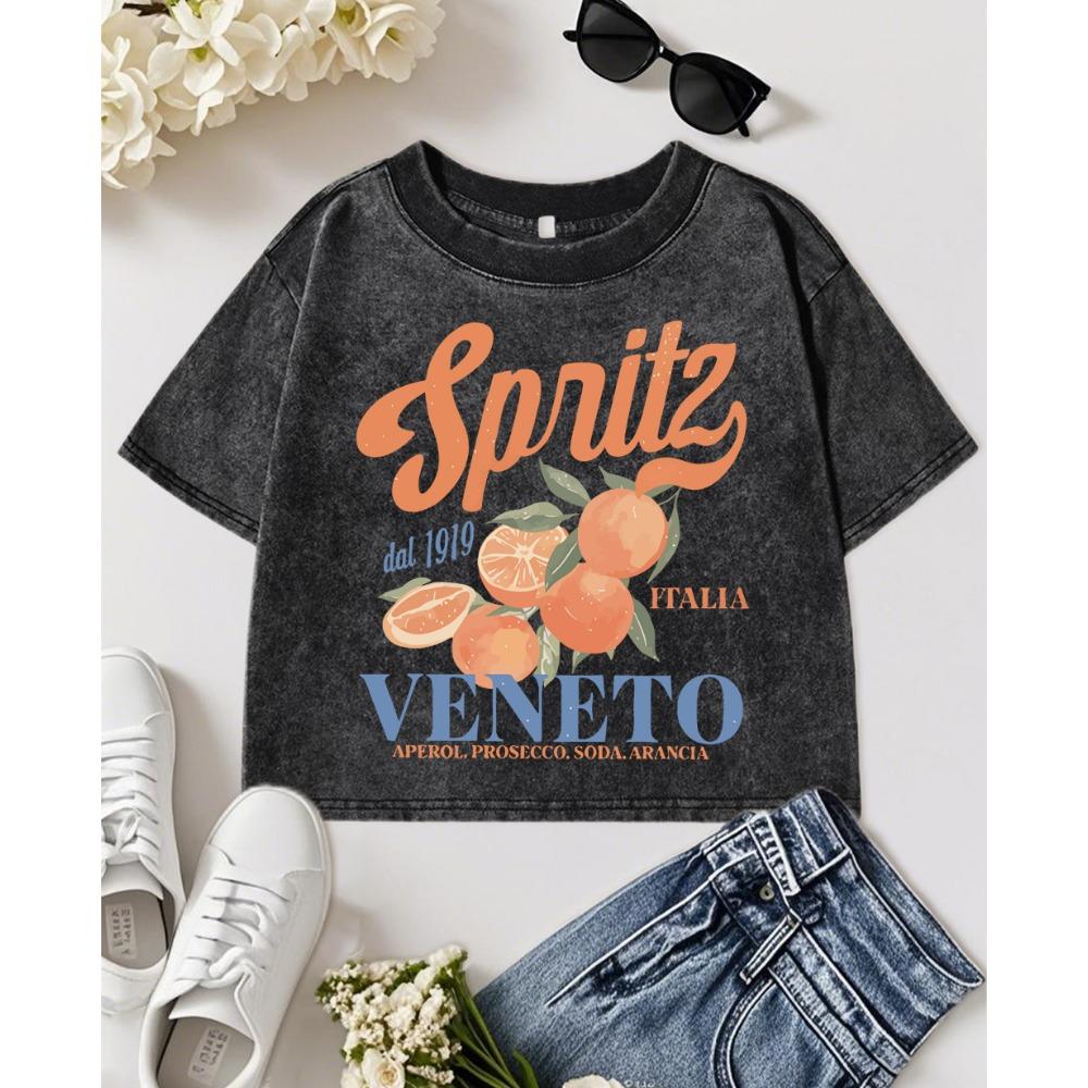 Spritzy Veneto Забавные женские футболки с принтом апельсинов, хлопковые топы, приталенная футболка, повседневная летняя спортивная одежда