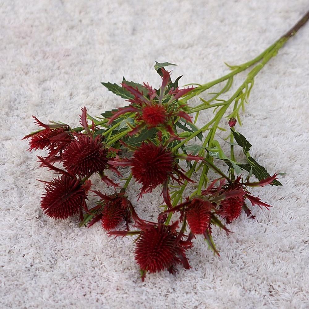 Realistic Artificial Sea Holly Branch Handmade Fake Flowers Wedding Party Decor