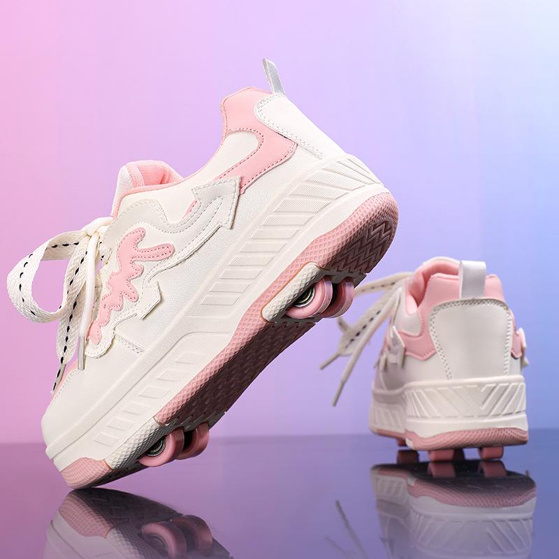 Kids Four Wheel Runaway Shoes Girls Boys Invisible Pulley Boys Skates Students